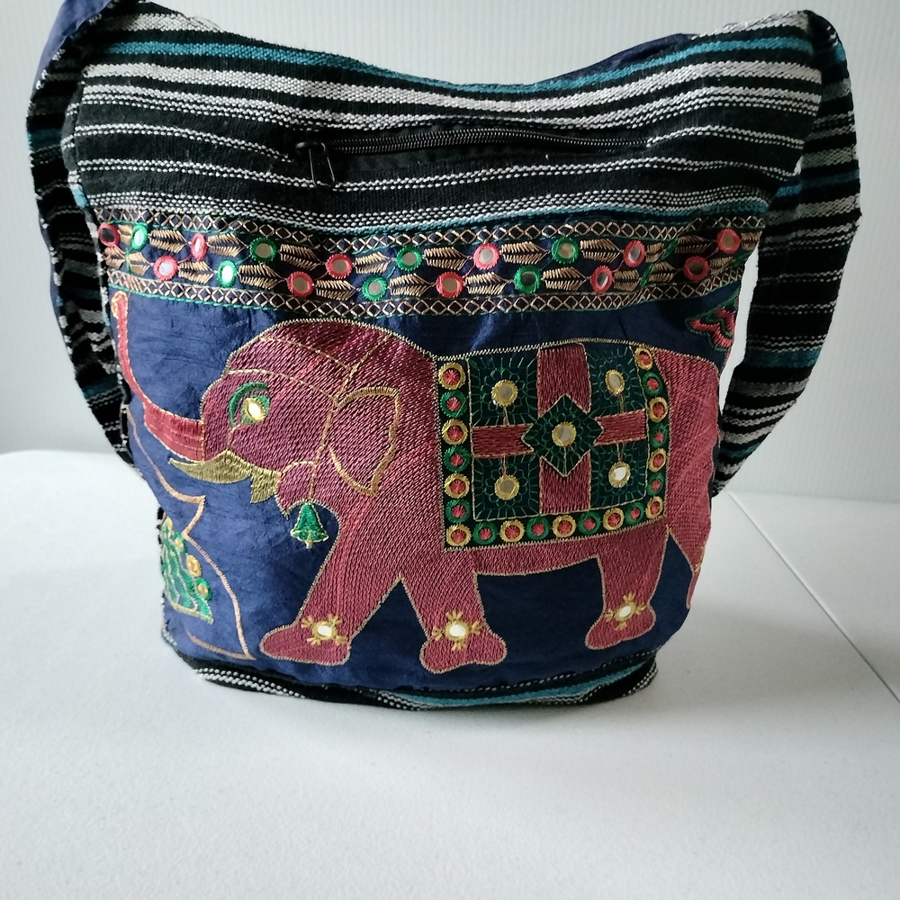 Traditional Indian style embroidered Elephant crossbody Bag artsy boho Colorful
